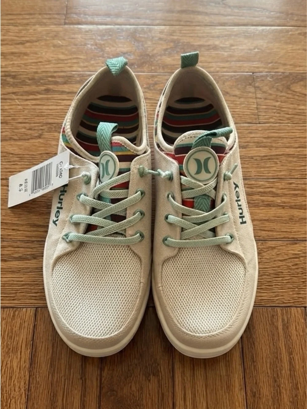 NWT Hurley Castaic Bungee Slip-On Sneakers Shoes Beige Multicolor